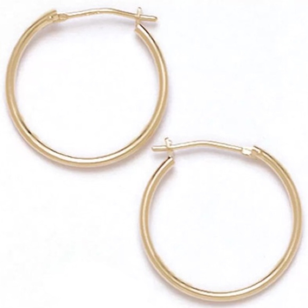 14K Pure Solid Yellow/White Gold Hoop Earrings